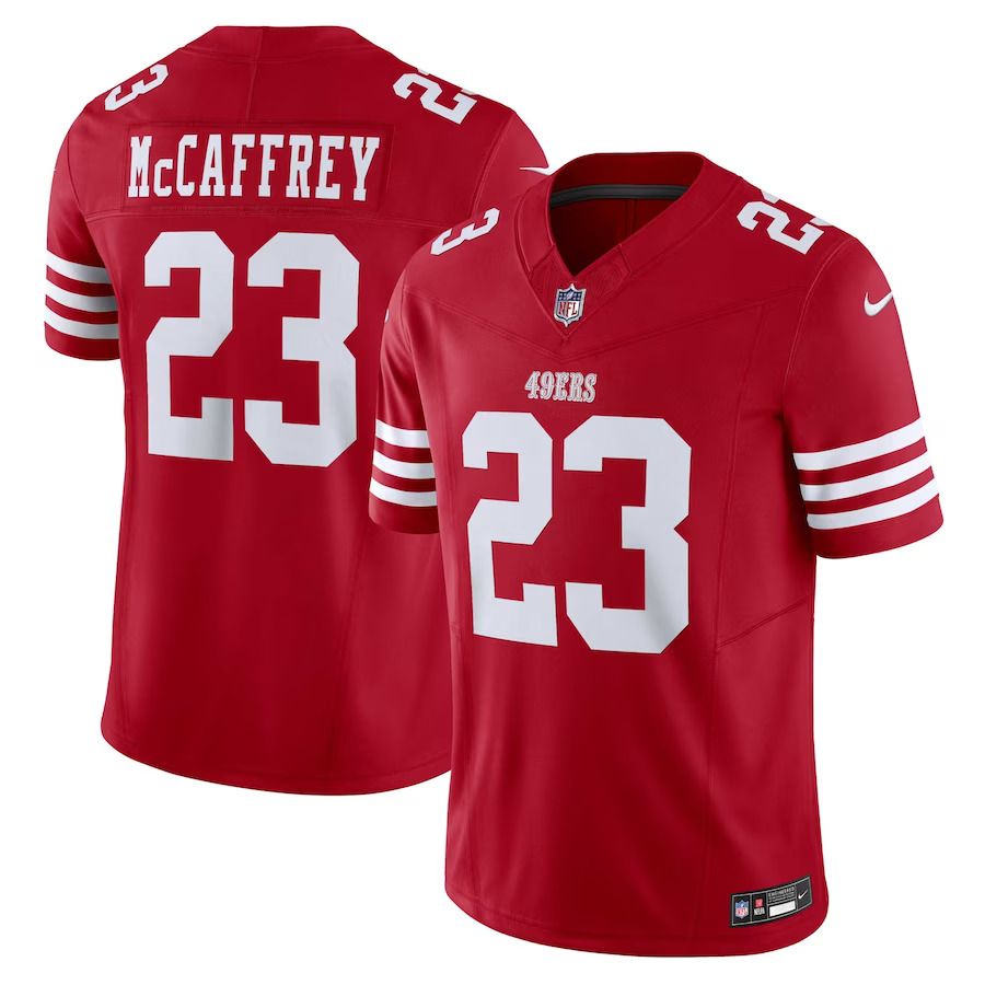 Men San Francisco 49ers #23 Christian McCaffrey Nike Scarlet Vapor F.U.S.E. Limited NFL Jersey